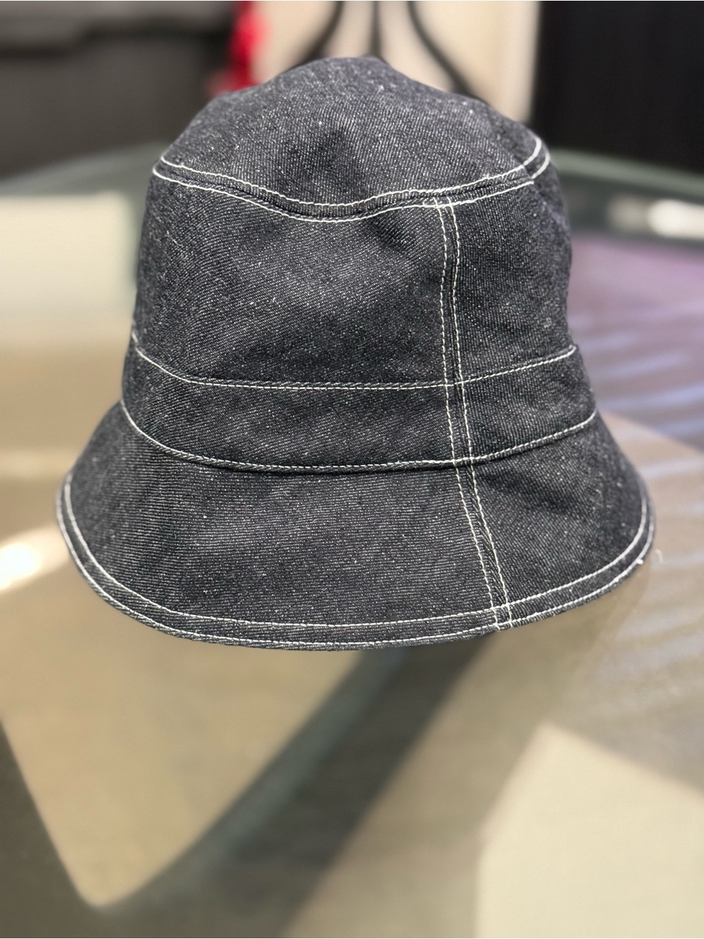 COS Black Denim Stitch-Detail Bucket Hat